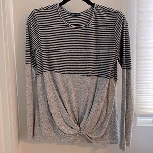 Grey & Black front knot sweater